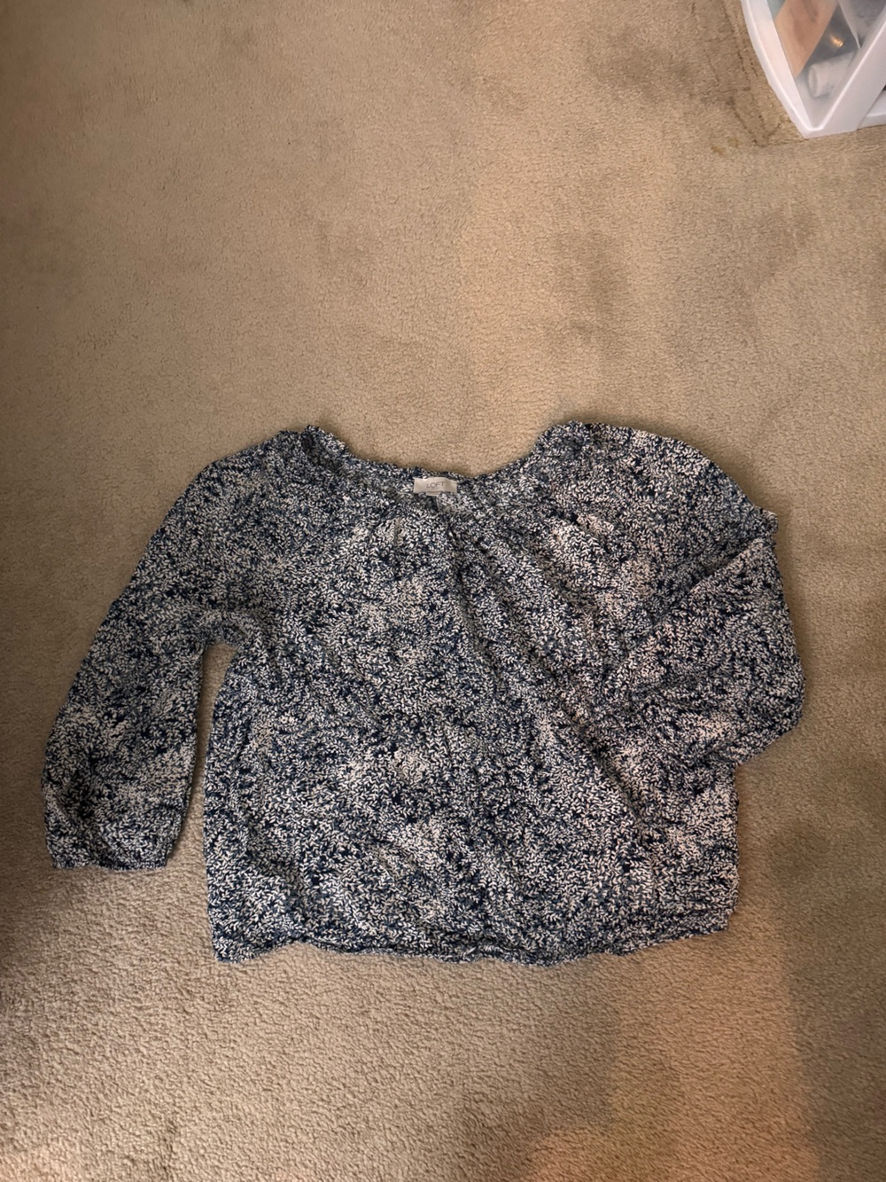 LOFT Navy and White Printed Top